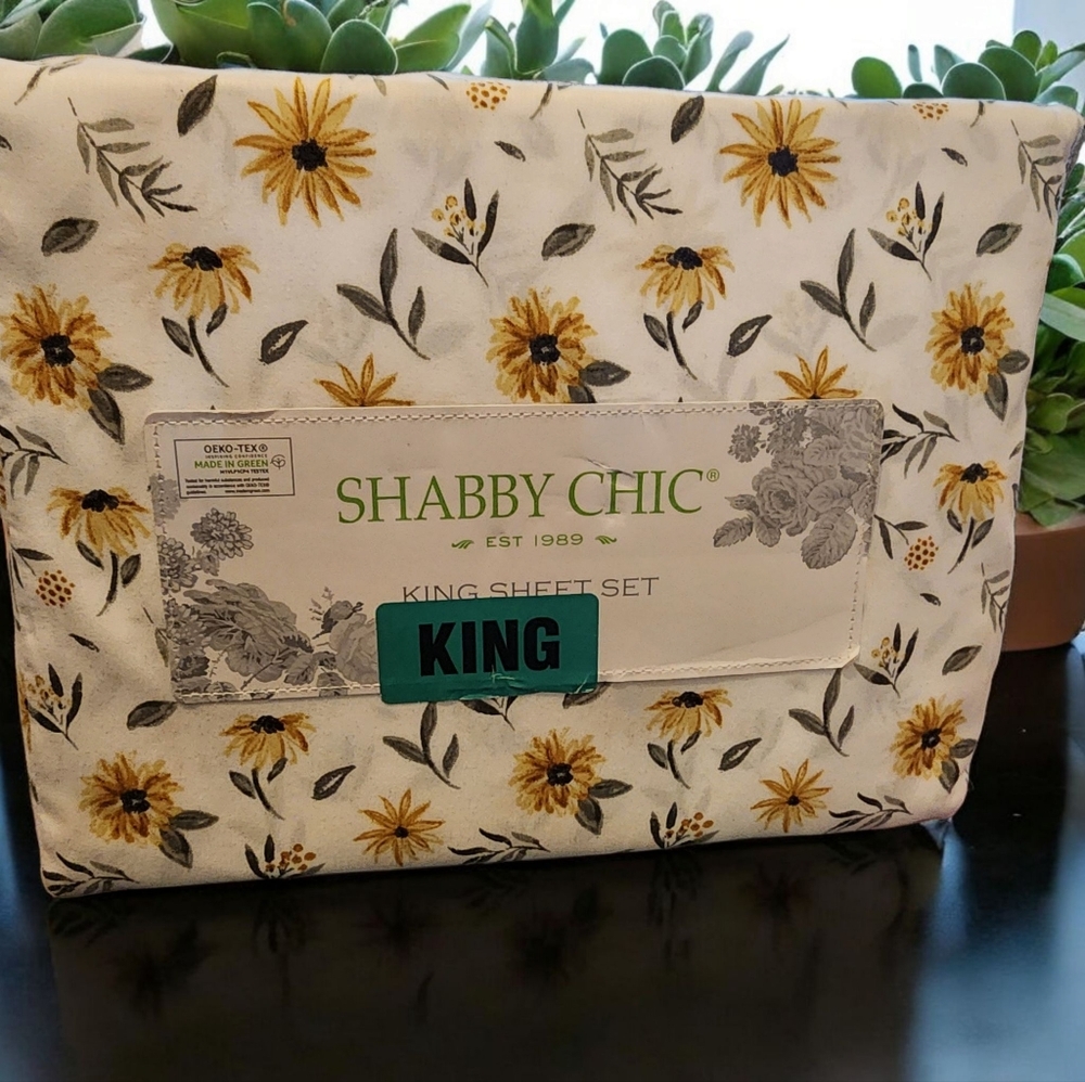 Floral Flowers King Size 4pc Sheet Set Shabby Chic New